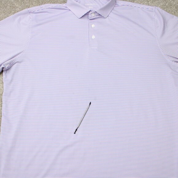 Harlestons Polo Shirt Mens 2XL XXL Pink/Blue Striped Tailored Fit Short Sleeve - Picture 4 of 15